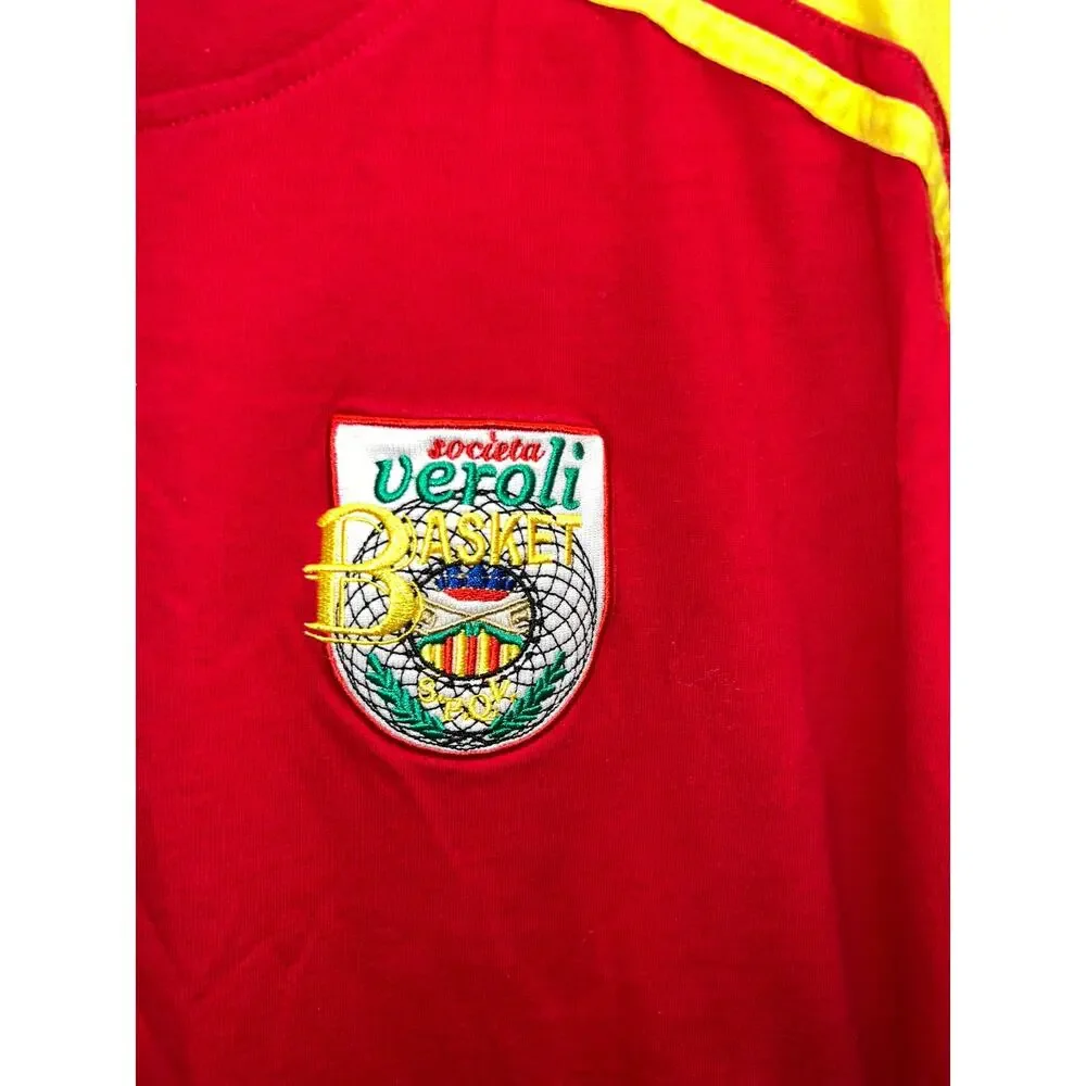 Vintage Veroli Basket Shirt Legea Italian Basketball Team Red Yellow Sports Tee
